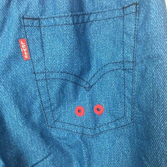 Levis Swimsuit Swim Trunks Size 7 Blue Shorts with Red Logo - Picture 3 of 5
